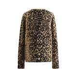 Riolio  Casual Leopard Knit Sweater Women's V-Neck Long Sleeve Single Breasted Open Front Coat Autumn New Lady Vintage Cardigan