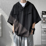 Riolio  5 Colors Summer Hooded T shirt Men Korean Half Sleeve Pullover Streetwear Loose T-shirt Tops Drawstring Men Clothing