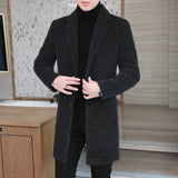Riolio High-end Feel Men Fashion Handsome All Woolen Coat Suit Collar Long Trench Coat Woolen Coat Thick Casual  Winter Jacket Men