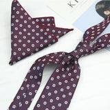 Riolio  2PCS Neck Tie Set Luxury Brown Floral Dots Neckties Khaki Striped Handkerchief Polyester Woven Pocket Square Shirt Accessories