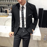 Riolio Blazers Jacket Pants Vest 3 Pcs Set / Fashion New Men's Casual Boutique Business Solid Color Slim Dress Suit Coat Trousers