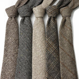 Riolio  Winter Daily Men's Women's 7cm Wool Tie Black Herringbone Brown Stripe Necktie Wedding Party Business Office Gifts Accessories