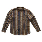 Riolio  Men's Square Collar Patchwork Striped Shirts for Spring and Autumn Fashion England Long Sleeve Loose Cardigan Button Casual Tops