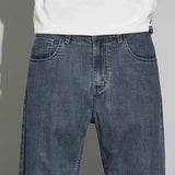 Riolio  New Lyocell Summer Thin Business Male Pants Jeans Men's High Waist Loose Comfortable Straight Elastic Denim Trousers