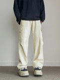 Riolio 100％ Cotton Men's Cargo Casual Pants Baggy Straight Elastic Waist Comfortable Trousers Fashion Streetwear Hip Hop Male Trousers