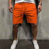 Riolio Men's Solid Color Frayed Hem Drawstring Shorts Hip Hop Streetwear Male Gyms Fitness Short Sweatpants Joggers Sportswear Shorts