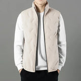 Riolio Men's Ultrasonic Fleece-Lined Cotton Vest Casual Fashion Warm Dad's Style Sheep Fur Vest For Spring Autumn