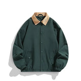 Riolio  Spring Men's Casual Loose Fit Collared Jacket Retro American Style Coach Coat Unisex Spring Breakout Wool Rabbit Fur