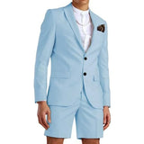 Riolio  Men's Slim Fit 2-Piece Suit Set with Notched Lapel Blazer And Shorts Tuxedo Fashion Summer Wedding Sports