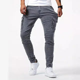Riolio  Man Business Casual Cargo Jeans Male Stylish Tide Brand Stretch Pants Spring Summer Grey Brand New Fit Straight Lightweight