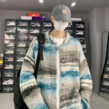 Riolio Striped Cardigan Sweater Men Korean Knitted Sweater Pullover Harajuku Hip Hop Streetwear Loose Knitwear Coat Male Clothes