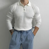 Riolio Trendy Preppy Styleslims Men's Long Sleeve Polo Shirt Embroidery Letter Style Vintage Loose-fit Half-zip Sweatshirt