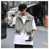Riolio Vintage Tactical Outdoor Function ket f Body ort Zipper Vest Men's Loose Fit Summer Casual  Color