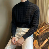 Riolio New Luxury Jacquard Men Sweater  Casual British Style Slim-fit Knitted Long Sleeve Pullover Fashion Leisure Basic Knitwear M-3XL