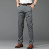 Riolio  Summer Men's Lce Silk Pants Ultra-thin Soft Comfortable Solid Color Elastic Business Casual Straight Trousers Luxury Brand Khaki
