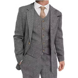 Riolio  Retro Herringbone Men's Blazer Suits Autumn Winter Single-breasted 3-piece Set Jacket vest Pant Thick style Formal Tuxedo Coats