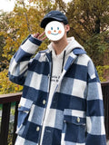 Riolio Winter Hip Hop Woolen Coat Men's Short Hong Kong Style Trend Jacket Loose Handsome Youth Lapel Plaid Thickened Jackets