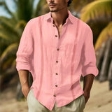 Riolio  Spring Autumn Men's Solid 100% Cotton Shirts Breathable Long Sleeve Stripe Splicing Shirt For Male Tops Business Casual Clothing