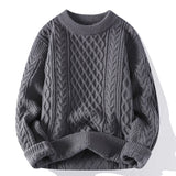 Riolio Autumn Winter Men Sweater Vintage O Neck Solid Color Mens Knitted Pullovers Loose Harajuku Mens Retro Knitting Pullover Sweaters