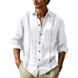 Riolio  Spring Autumn Men's Solid 100% Cotton Shirts Breathable Long Sleeve Stripe Splicing Shirt For Male Tops Business Casual Clothing
