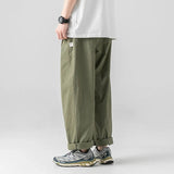 Riolio Spring Summer New Wide Pants For Mens 100% Cotton Oversize Green harem Pants Fashion Pleat Design Baggy Joggers Sweatpants