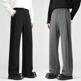Riolio  Autumn New Men's Black Gray Suit Pants Loose Straight Drape Solid Color Elastic Business Work Casual Trousers Fashion Clothing