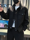 Riolio Spring Autumn Men's ort Jaet 2025 Trendy Brand High-End Striped Stand Collar Workwear Coat Youth Faion Outerwear