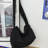 Riolio Large Canvas Bag For Women Solid Color Japanese Shoulder Bag Shopping Commuter Messenger Bag Crossbody Bag