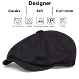 Riolio Mens Retro Newsboy Caps Stitching Berets Cap Autumn Winter Vintage Painter Octagonal Hats Gorras