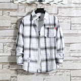 Riolio  Plaid Male Top with Pocket Long Sleeve Men's Shirt and Blouse Designer Slim Fit Casual Cheap Brand Button Fashion