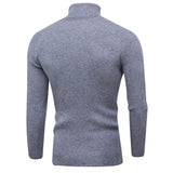 Riolio Casual Men Turtleneck Sweater Autumn Winter Solid Color Knitted Slim Fit Pullovers Long Sleeve Knitwear Warm Knitting Pullover