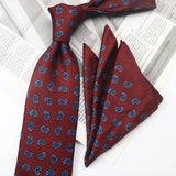 Riolio  2PCS Neck Tie Set Casual Floral Printed Neckties Oversized 9cm Luxury Striped Silky Neck Ties For Men Pocket Square Groom Hanky