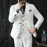 Riolio  S-7XL Jacket Vest Pants Luxury Elasticity Boutique Fashion Men's Solid Color Casual Business Suit 3-piece Sets Groom Wedding