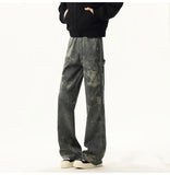 Riolio High quality Jeans Leopard Personality design Pockets Jeans Male American Style High Street Denim Pants Classic Denim Trousers