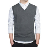 Riolio  Spring Autumn Knit Vest Male Casual Sweater V-Neck Waistcoat Man Warm Sweaters Vest Knitwear Jumpers Sleeveless Vest Man Clothes