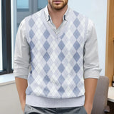 Riolio  Mens Clothes British Style Vest Men Checkered Vest Knitted Pullover Waistcoat Men'S Sleeveless Sweater Knit Vest Man Chaleco Lan