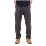 Riolio  Men Multi Pocket Cargo Pants Drawstring Cuff Straight Leg Workwear Trousers Washed Casual Pants
