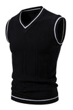 Riolio Men's Fashion New V-neck Sleeveless Sweater Embroidered Color Matching Leisure Lined Vest Men's Top