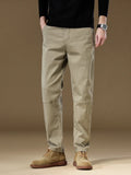 Riolio  97% Cotton Men's Cargo Pants Retro Splicing Work Straight Jogger Trousers Fall New Loose Casual Brand Pants Khaki Grey