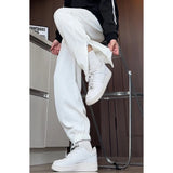 Riolio  Men Joggers Fall Winter New Style Elastic Ankle Sweatpants Loose Fit Outdoor Streetwear White Trousers Multi Functional