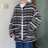 Riolio Loose Men's Open Cardigan Jaet Spring Autumn Japanese Sle Vintage Striped Lazy Faion Retro Brand Youth Long Sve Coat