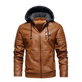 Riolio Fashion Leather Jacket Men Autumn Fleece Liner Pu Leather Coats with Hood Winter Male Clothing Casual White Motorcycle Jackets