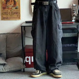 Riolio  Baggy Jeans Men's Oversize Cargo Korean Black Wide Pants Streetwear Hip Hop Harajuku Male Fashion Straight Denim Pants