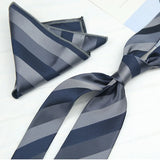 Riolio  2PCS Neck Tie Set Luxury Brown Floral Dots Neckties Khaki Striped Handkerchief Polyester Woven Pocket Square Shirt Accessories