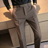 Riolio English Gentleman's Coffee Color Business Suit Pants Casual Draped Trousers For Men Fashionable Spring Autumn Small Foot