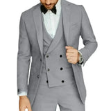 Riolio  Formal Elegant Men Suit Slim Fit 3 Piece Blazer Vest Pants Sets Tuxedo Set for Wedding Double Breasted Notched Lapel Men Suit