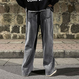 Riolio New Korean Fashion Loose Jeans Classic Straight Straight Baggy Wide Leg Trousers Street Hip Hop Pants 3XL Black Grey Blue