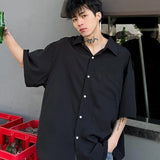 Riolio Summer Man Solid Color Light Thin Short Sleeved Shirt Men's Women's Romantic Casual Loose Versatile Solid Color Shirt Jacket