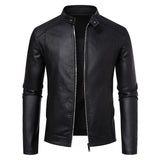 Riolio Men's Leather Jacket Trendy Handsome British Style Autumn Winter New Retro Stand Up Collar with Plush Casual Motorcycle Jacket