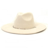 Riolio  Chain Decor Fedora Hat for Women Men Wide Brim Peach Heart Top Felted Hat Jazz Cap Winter Autumn Panama Khaki Luxury Hat Chapeau